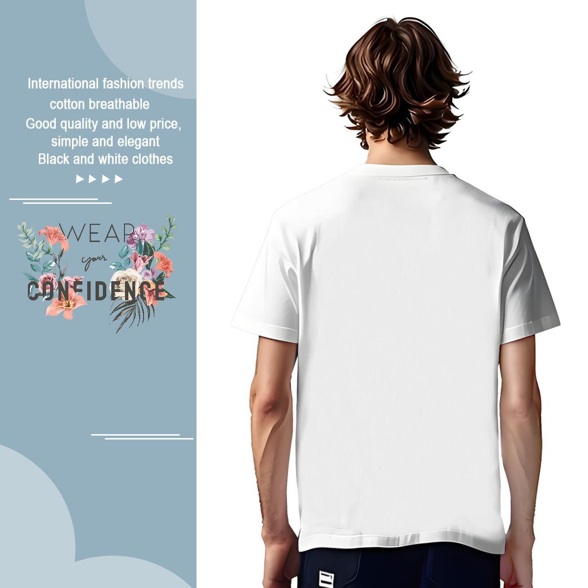 Men T Shirts 230g Pure Cotton flower Casual Breathable Short Sleeve Oversized Mens Tshirts Fashion Casual Classic Tops Shirt