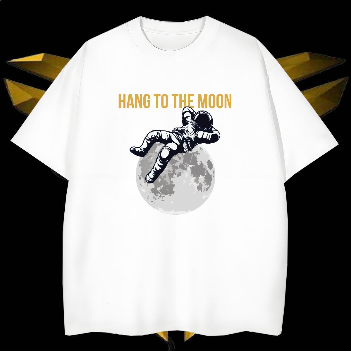 T shirt 230g 100% Cotton cosmonaut Street Wear Short Sleeve O-Neck Oversized Mens Tshirts Stylist Loose Fit Tops Shirt