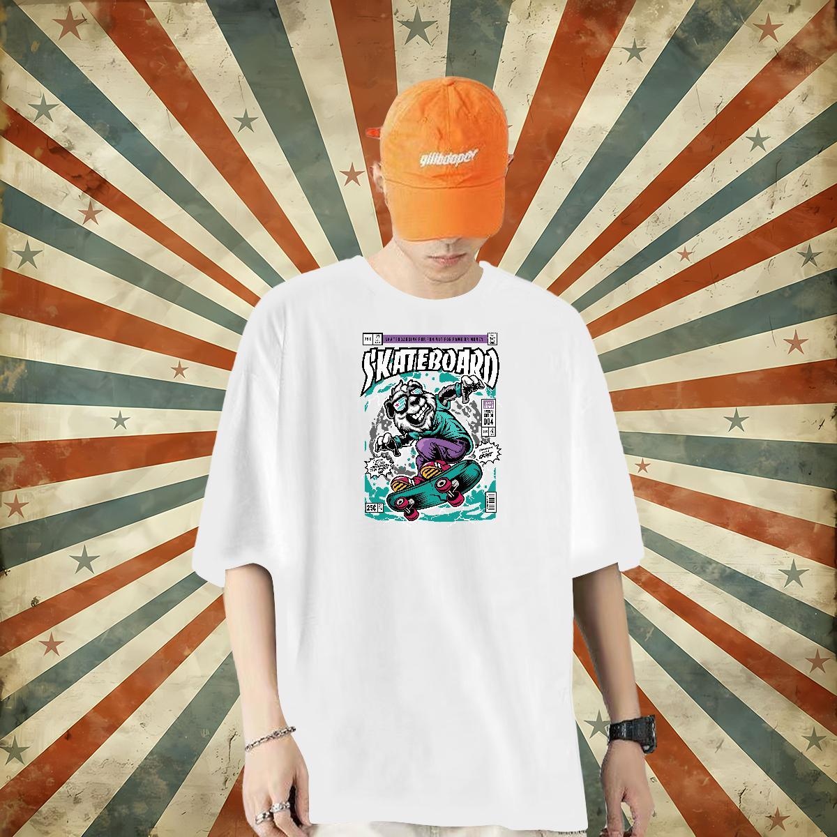 2024 New T shirt 100% Cotton 230g bear Street Casual Tshirts Breathable Cool Mens Tshirts Plus Size Custom