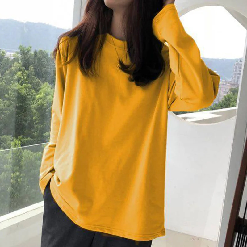 Fashion O-Neck Solid Color All-match T-Shirt Female Clothing Autumn Casual Pullovers Tops Long Sleeve Commute Tee Shirt 240806