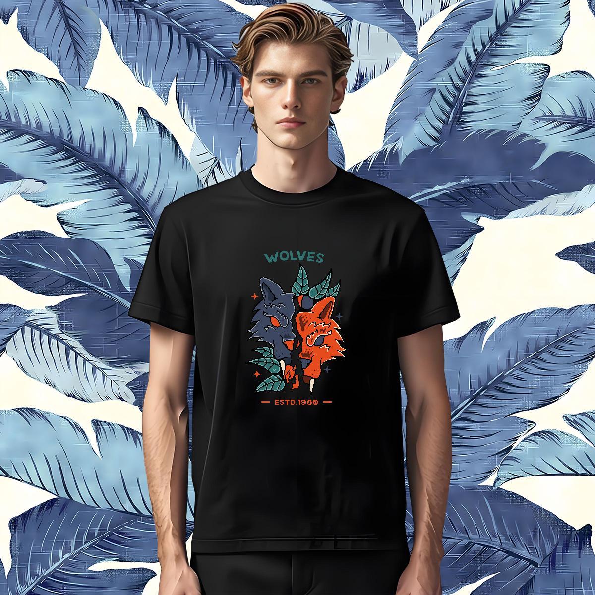 Designer Man T Shirts 230g Pure Cotton wolf Hip Hop Wear Breathable Comfortable Men Tees Custom Big Size