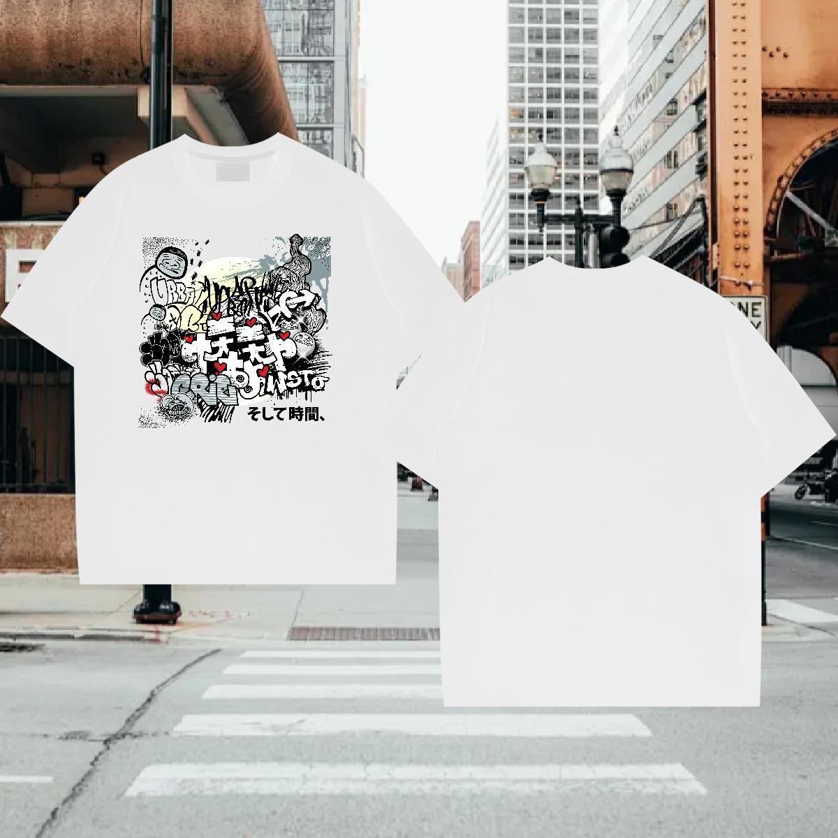 T-Shirts for Men 230g 100% Cotton icon Anime Printing Street Crew Neck Breathable Custom Big Size Tshirt for Man Woman New Comfortable Polos