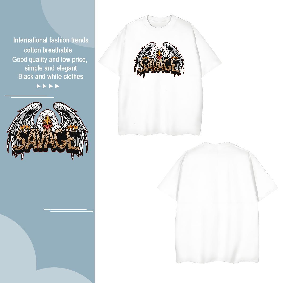 Men T Shirts 230g Cotton eagle Daily Wear Pure Cotton Asian Size Men Tshirts Casual New Loose Fit Tees