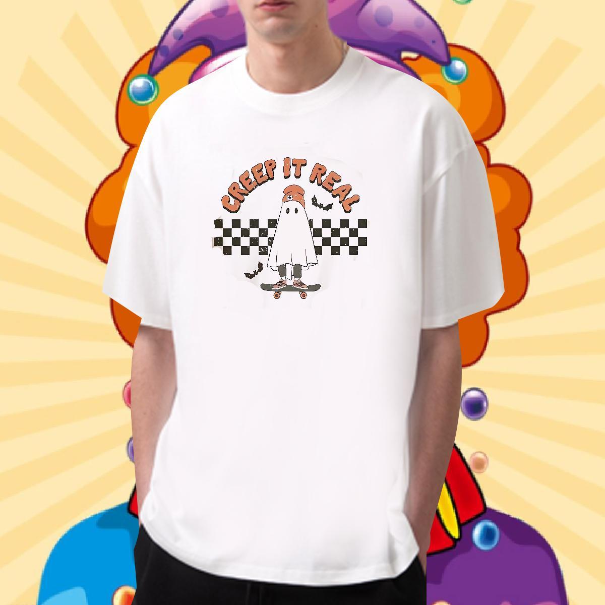2024 Mens T Shirts 230g 100% Cotton halloween Outdoor Tee Shirt Breathable Short Sleeve Cool Men Clothes T-Shirt Graphic