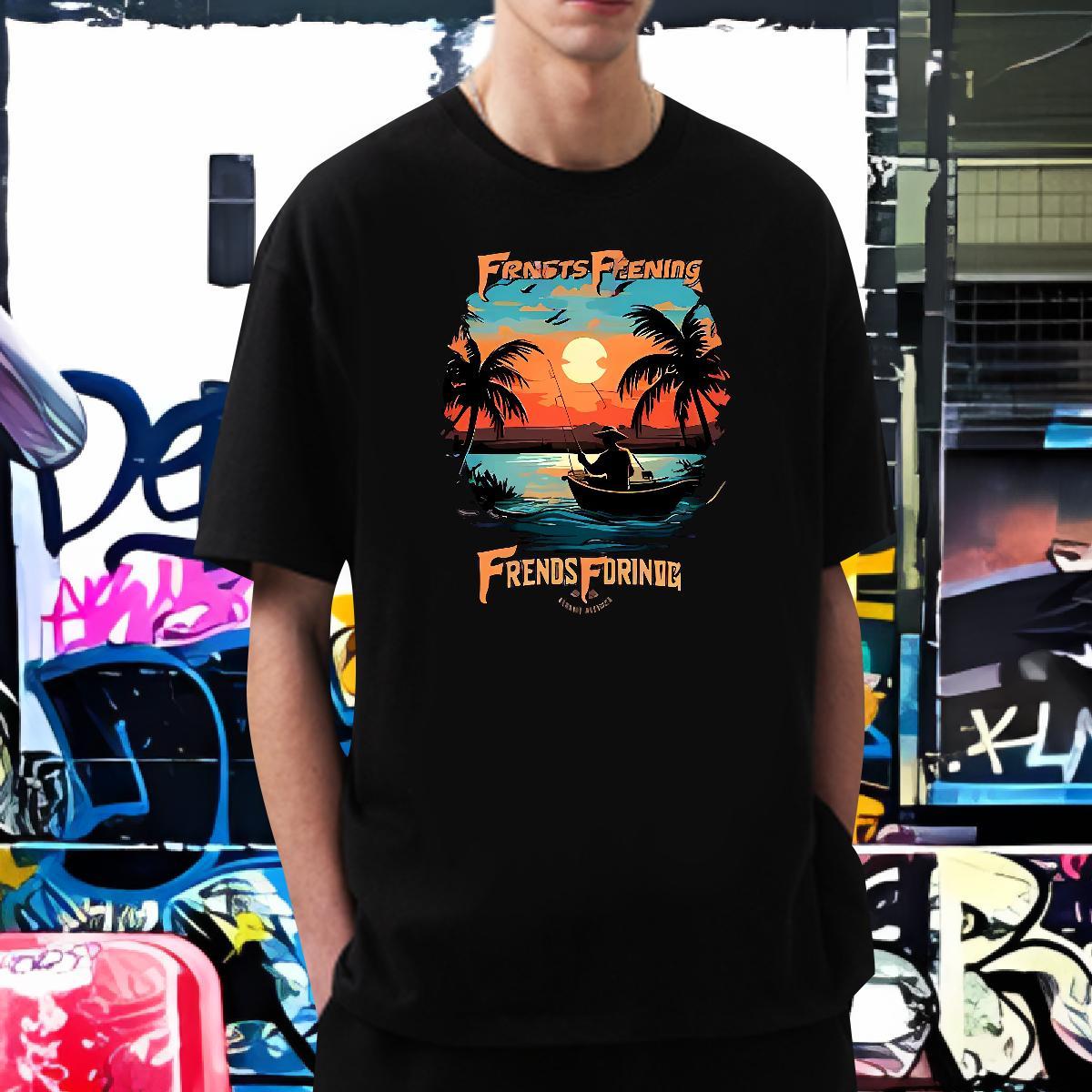 T Shirts Men 230g 100% Cotton beach Casual Daily Wear O-Neck Short Sleeve Floral Print Men Tshirts New Classic Tops Tees