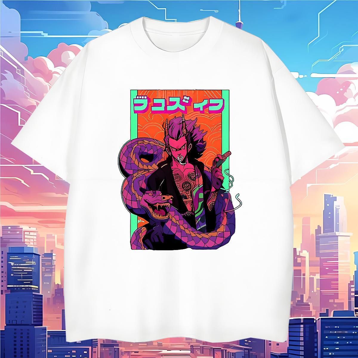 T Shirts Men 230g Pure Cotton snake Street wear Hip Hop Breathable Short Sleeve DIY Anime Men Clothes T-Shirt Classic Free Shipping Tees Shirts