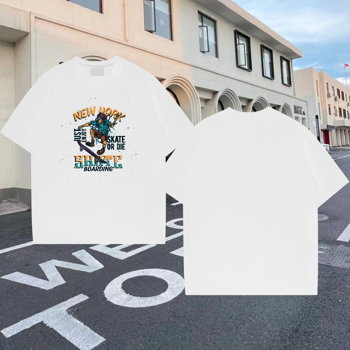 Designer Men Tees 230g Cotton Hip Hop skateboarding Black White Breathable Crew Neck Fashion T shirt Tops Shirt