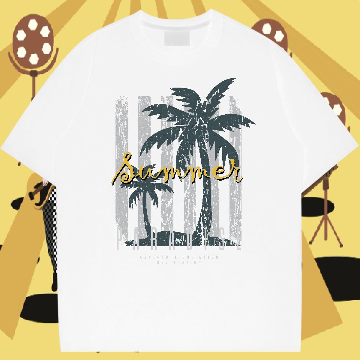 Casual New T-Shirts for Men 100% Cotton 230g tree Hip Hop Street Tops Tees Breathable Soft High Quality Mens Tshirts Plus Size Cartoon