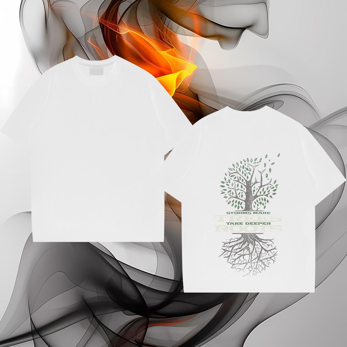 Wholesale T shirt 230g 100% Cotton tree Street Wear Crew Neck Unisex Couples T Shirts Custom Printing