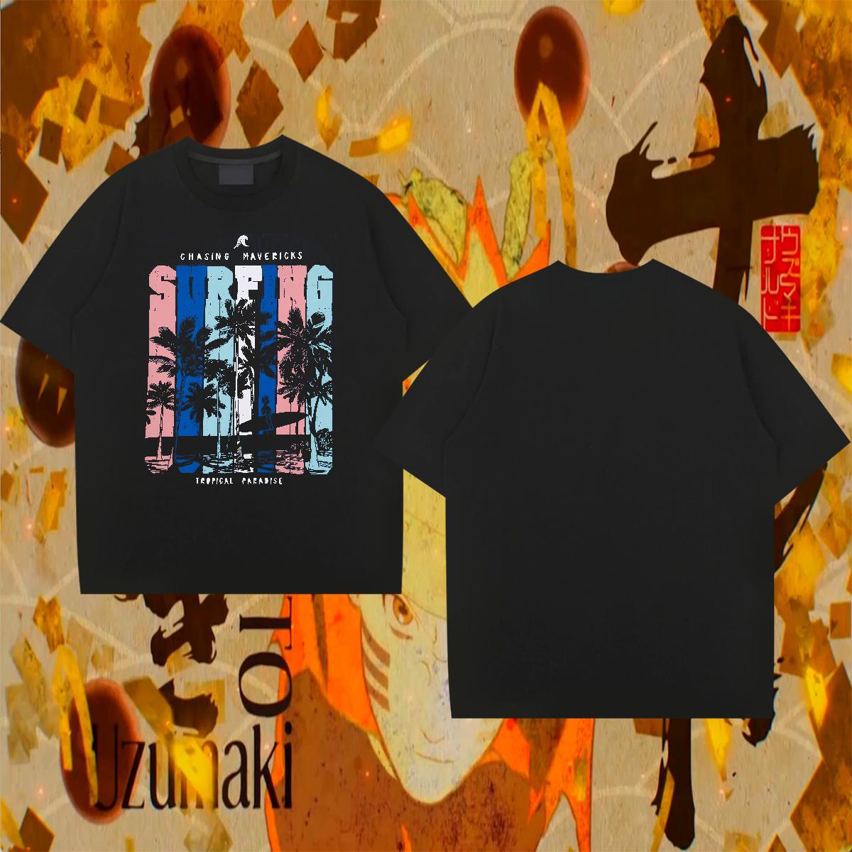 Free Shipping Tshirt for Man Woman 230g Pure Cotton Summer Casual tree Cartoon Printing L-4XL Crew Neck Breathable DIY T Shirts Men Tee Shirt