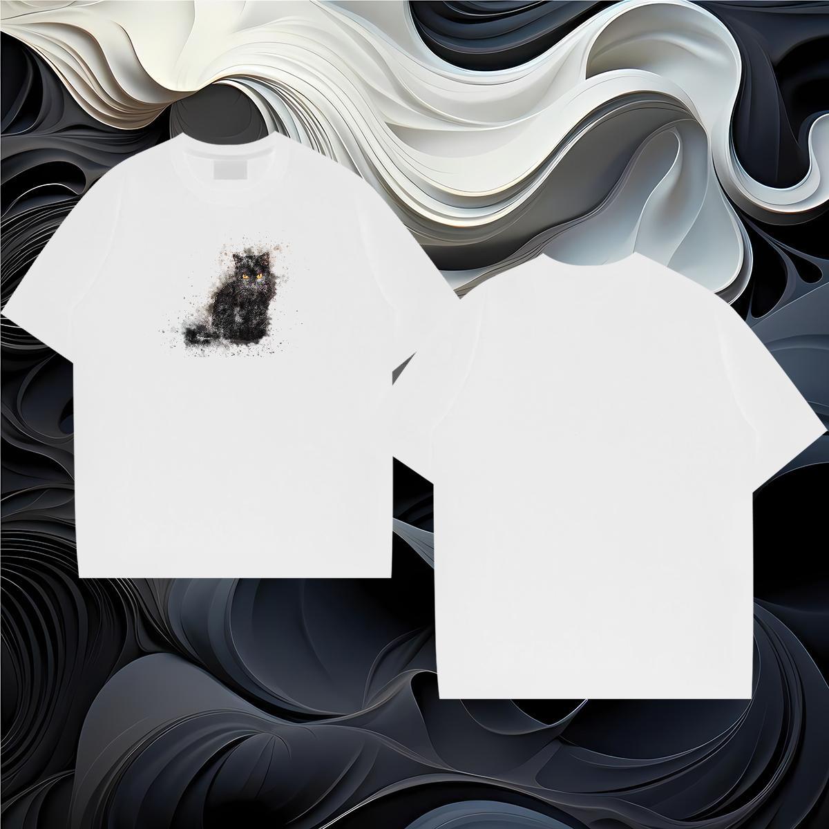 New Arrival Man T Shirts 230g Cotton cat Daily Wear Tshirts Breathable Short Sleeve TOP Quality Couples T Shirts Anime Print