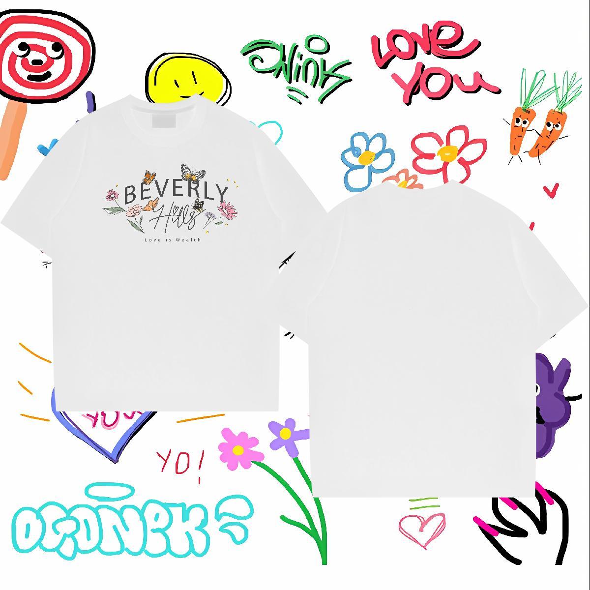 Classic T-Shirts 230g Cotton Butterfly Street Polos Breathable Crew Neck TOP Quality Tshirt for Man Woman Anime