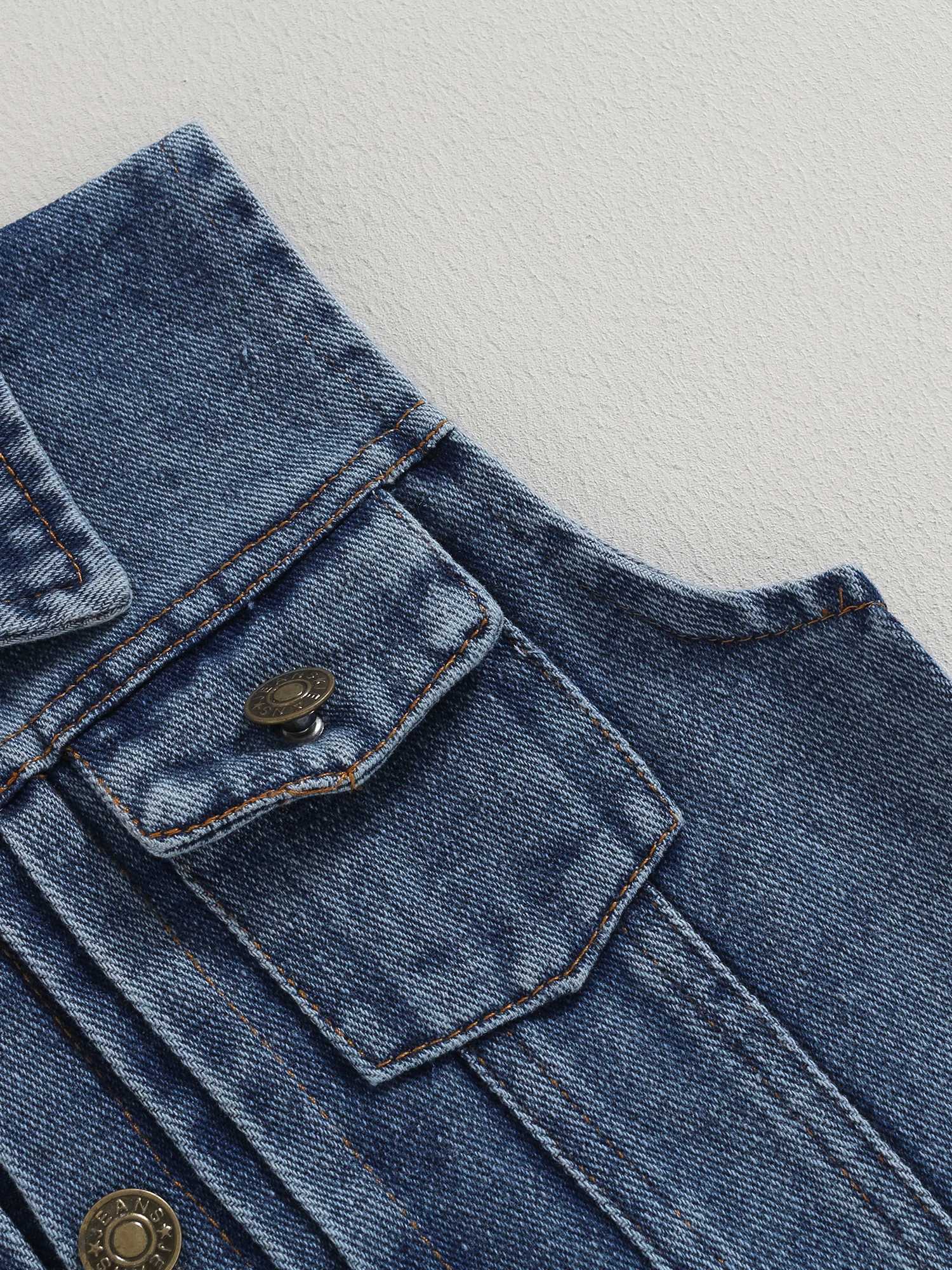 Retro denim jacket for children boys and girls sleeveless denim vest for children aged 2 4 6 and 8W240724