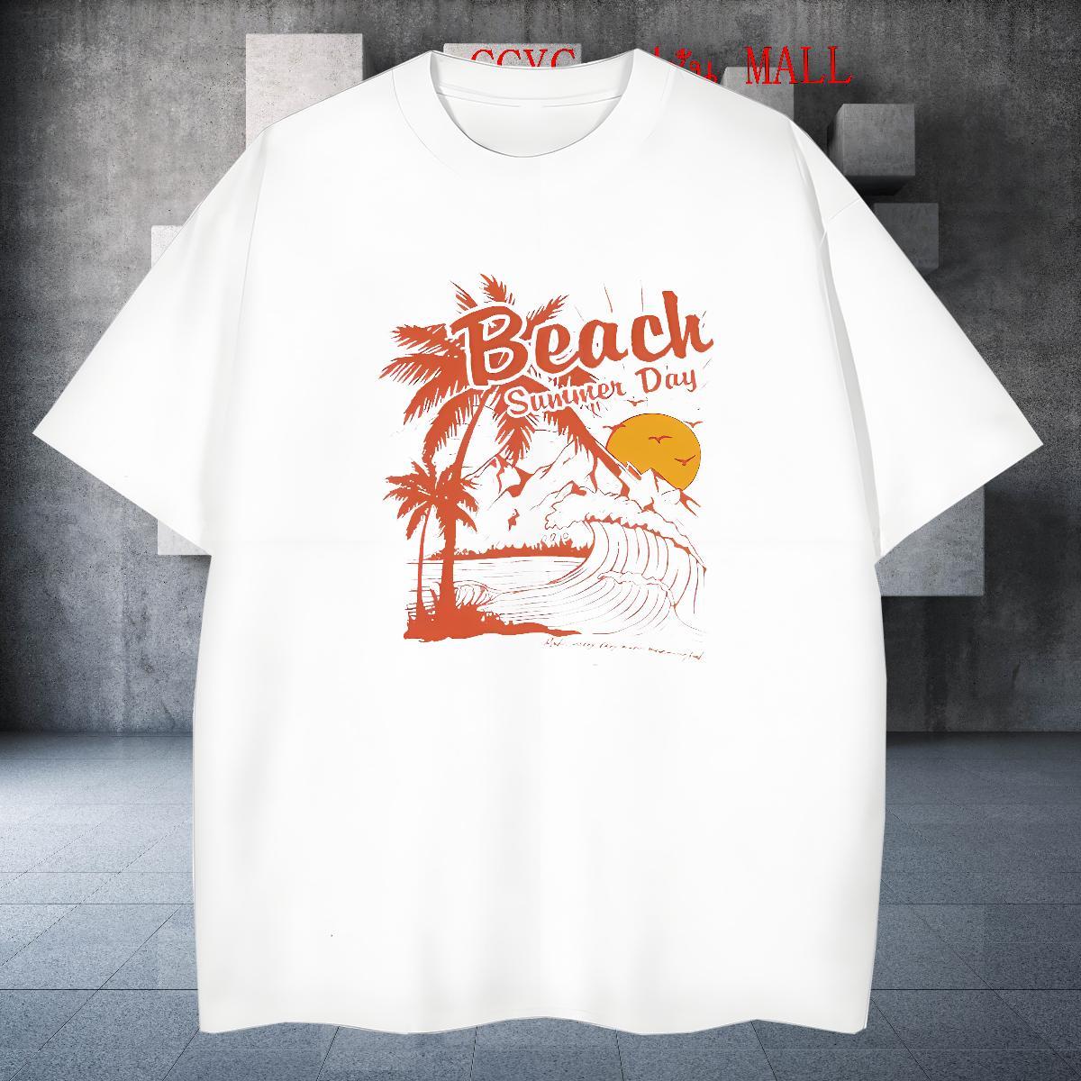 Loose Men Clothes T-Shirt 230g 100% Cotton Casual Daily Wear sea DIY Printed O Neck Short Sleeves Designer T Shirts Men Tee Shirt