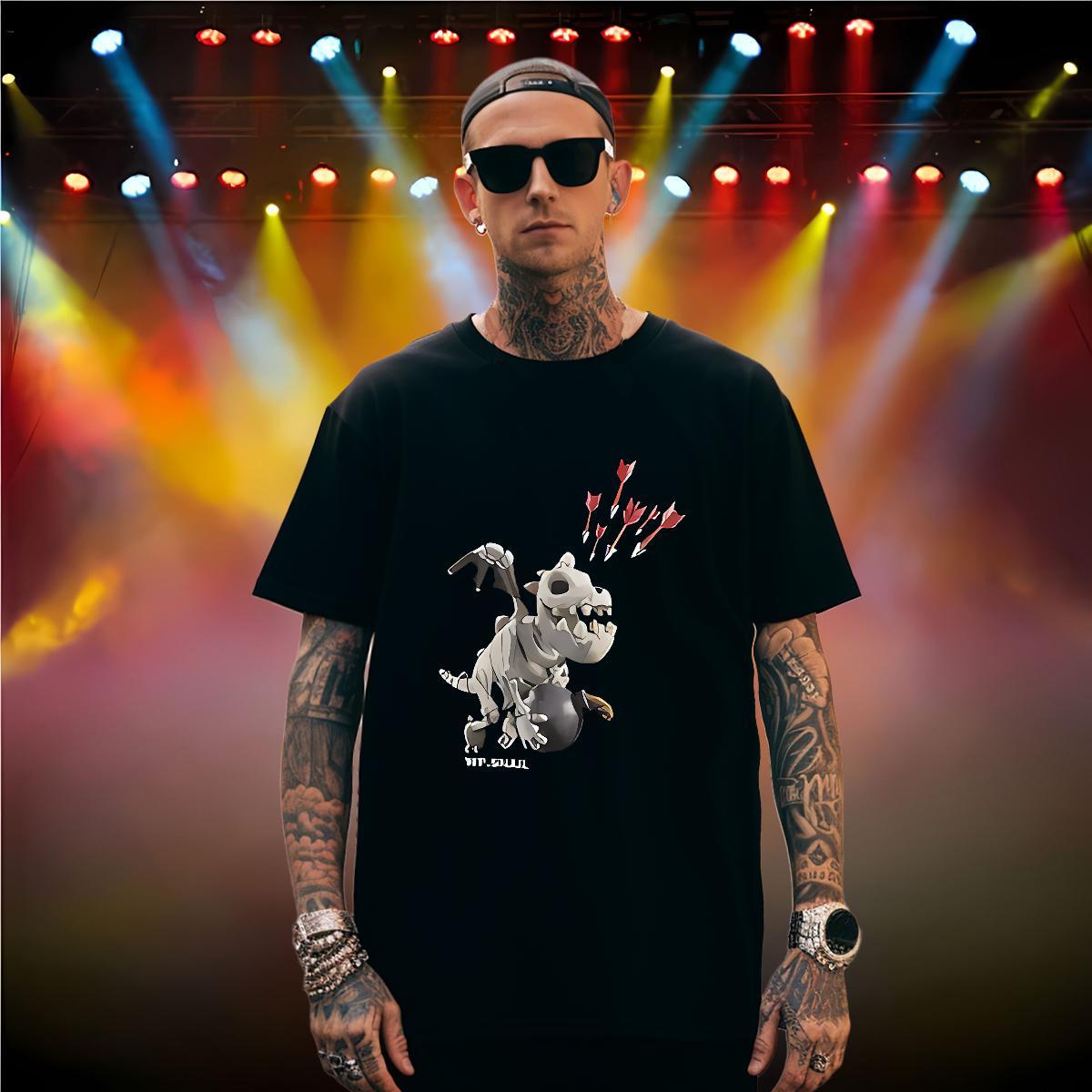 Men T Shirts 230g Pure Cotton dinosaur Street Casual Short Sleeve Soft Floral Print Men Tshirts Free Shipping TOP Quality Clothings