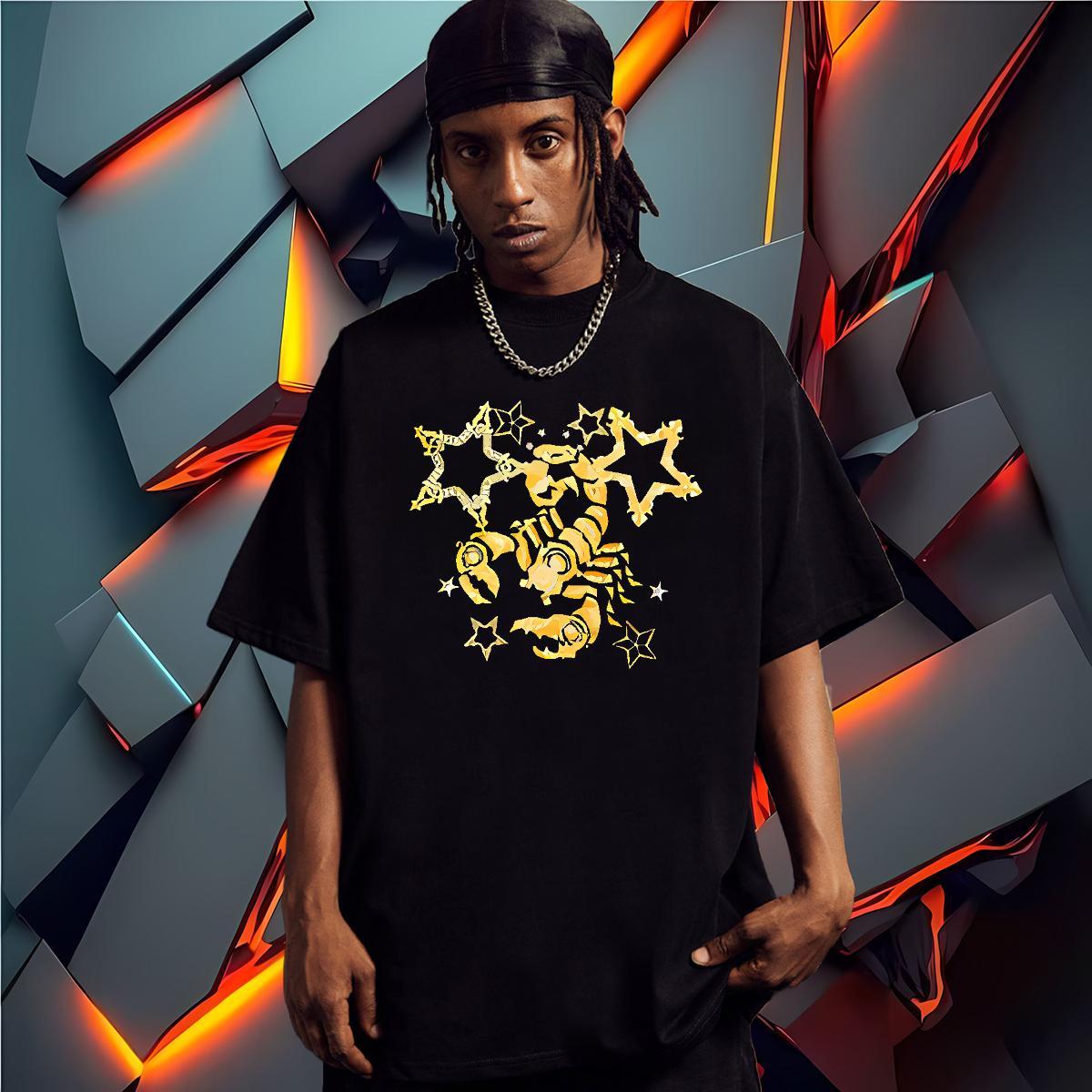 T-Shirts 100% Cotton 230g scorpion Sports Casual Breathable Crew Neck Black White Mens Tshirts Factory Direct Comfortable Polos