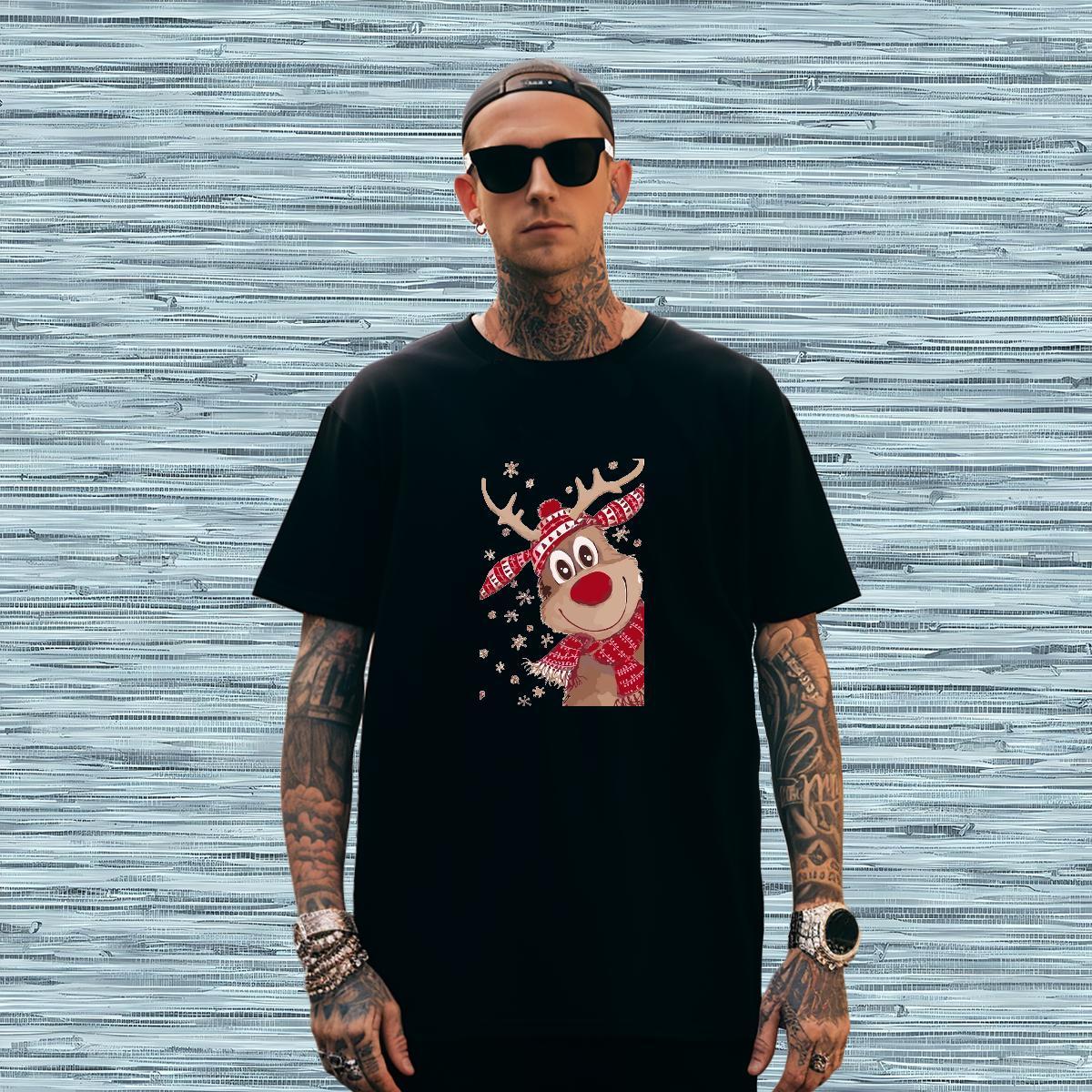 Man T Shirts 230g Cotton Christmas Street Breathable Anime Print Mens Tshirts Wholesale Classic Tees