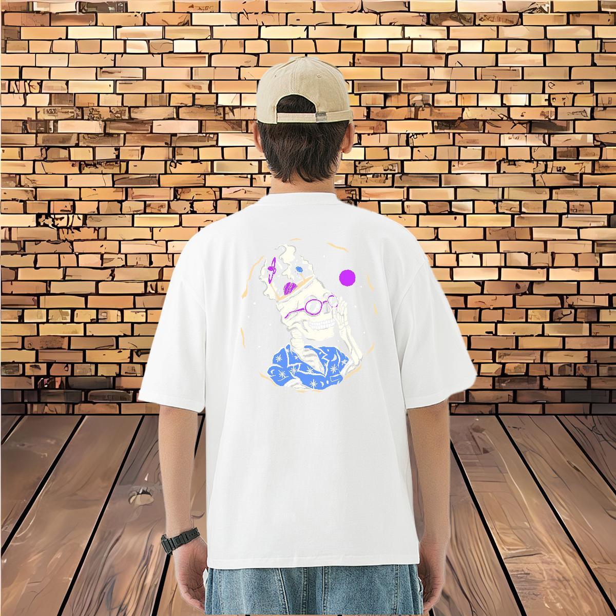 2024 Man T Shirts skull Wear 100% Cotton 230g High Street Hip Hop Designer Custom Printed Short Sleeve O-Neck Men Tops Tees