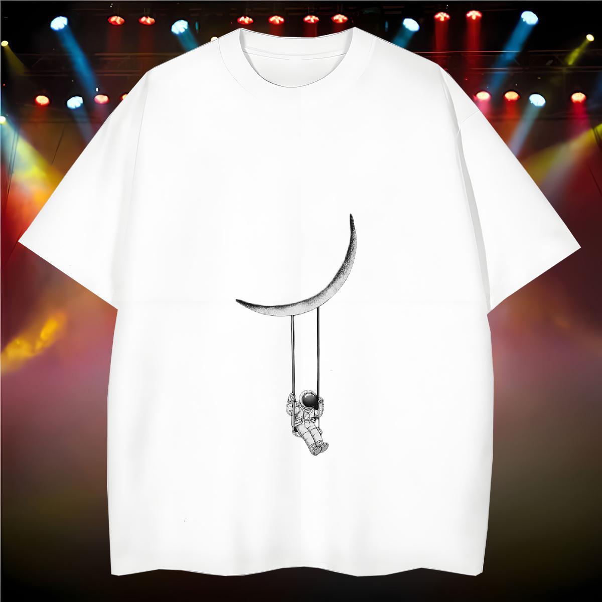 Man T Shirts 100% Cotton 230g universe Casual Beach Pure Cotton Black Oversized Men Clothes T-Shirt Casual New High Quality Polos