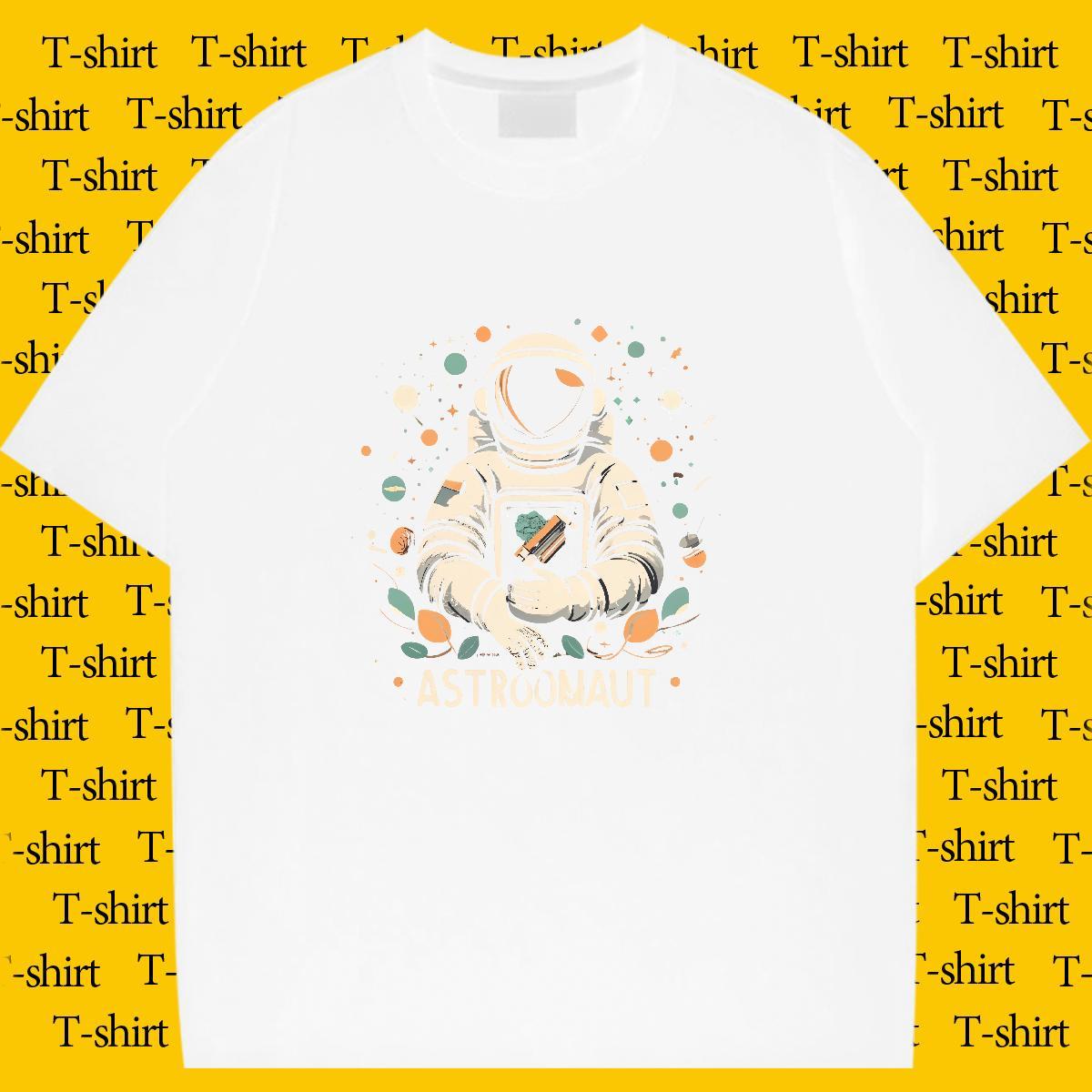 Unisex T Shirts Women Breathable Soft Lady T shirt DIY Anime spaceman Spring Summer 100% Cotton 230g Brand Tshirts