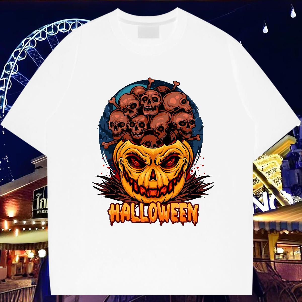 Man T Shirts 230g Pure Cotton Halloween Outdoor Crew Neck Breathable Custom Print Oversized Tshirt for Man Woman Fashion High Quality Tshirts