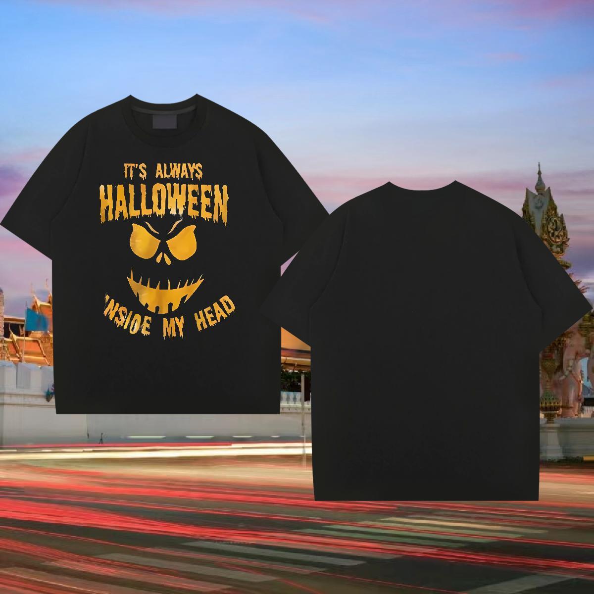 2024 Summer T Shirt For Man 230g Cotton halloween Street wear Hip Hop Tee Shirt Pure Cotton Classic Men Tees Customized Print