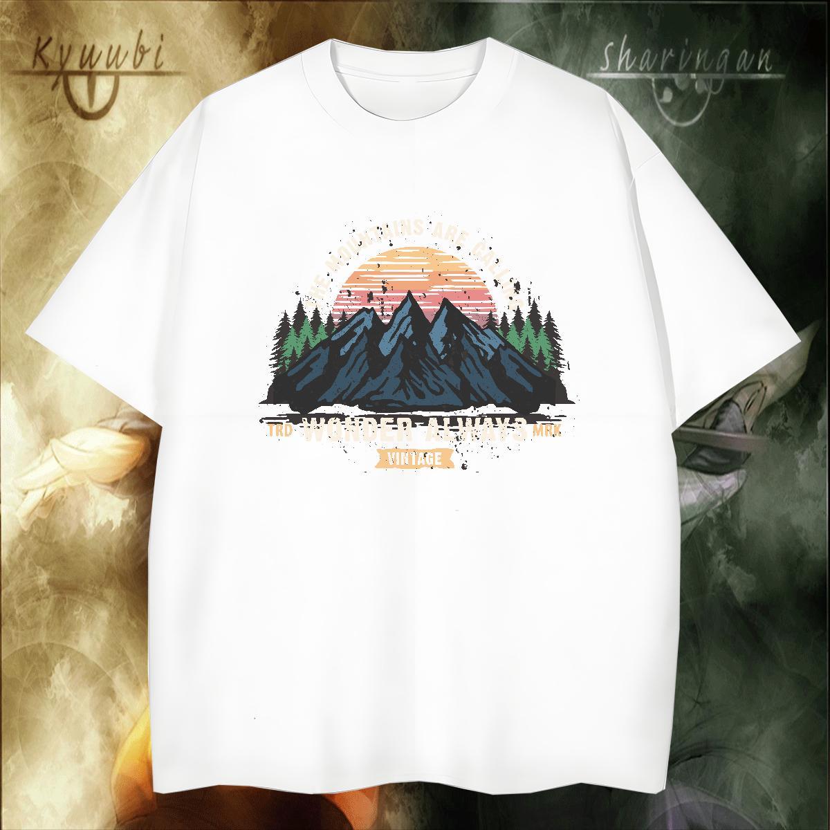 High Quality Mens Tshirts 230g 100% Cotton Outdoor mountains Custom Big Size O Neck Short Sleeves 2024 T shirt Clothes