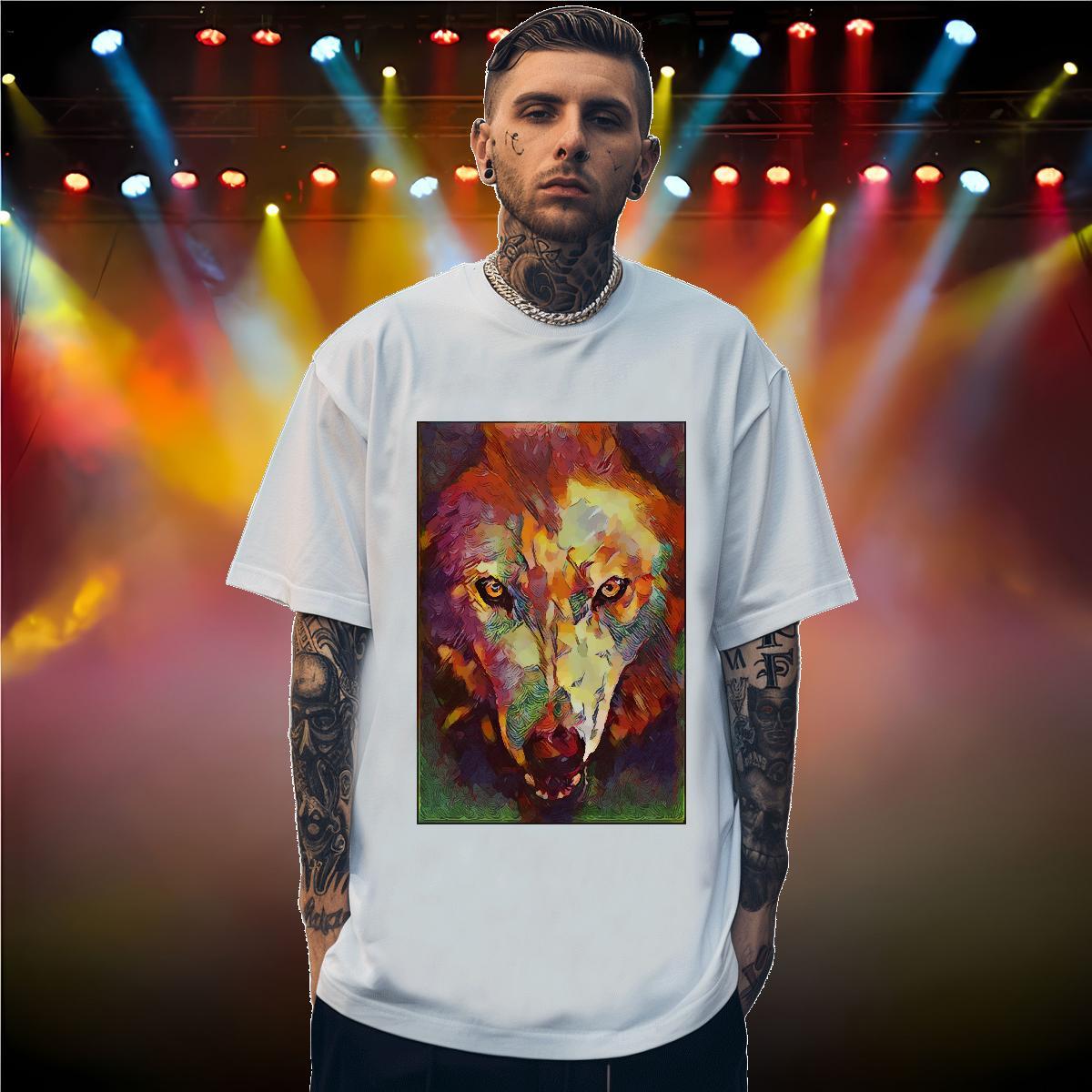 Fashion Designer T-Shirts 100% Cotton 230g wolf Street wear Hip Hop Polos Breathable Short Sleeve Wholesale Tshirt for Man Woman DIY Printed