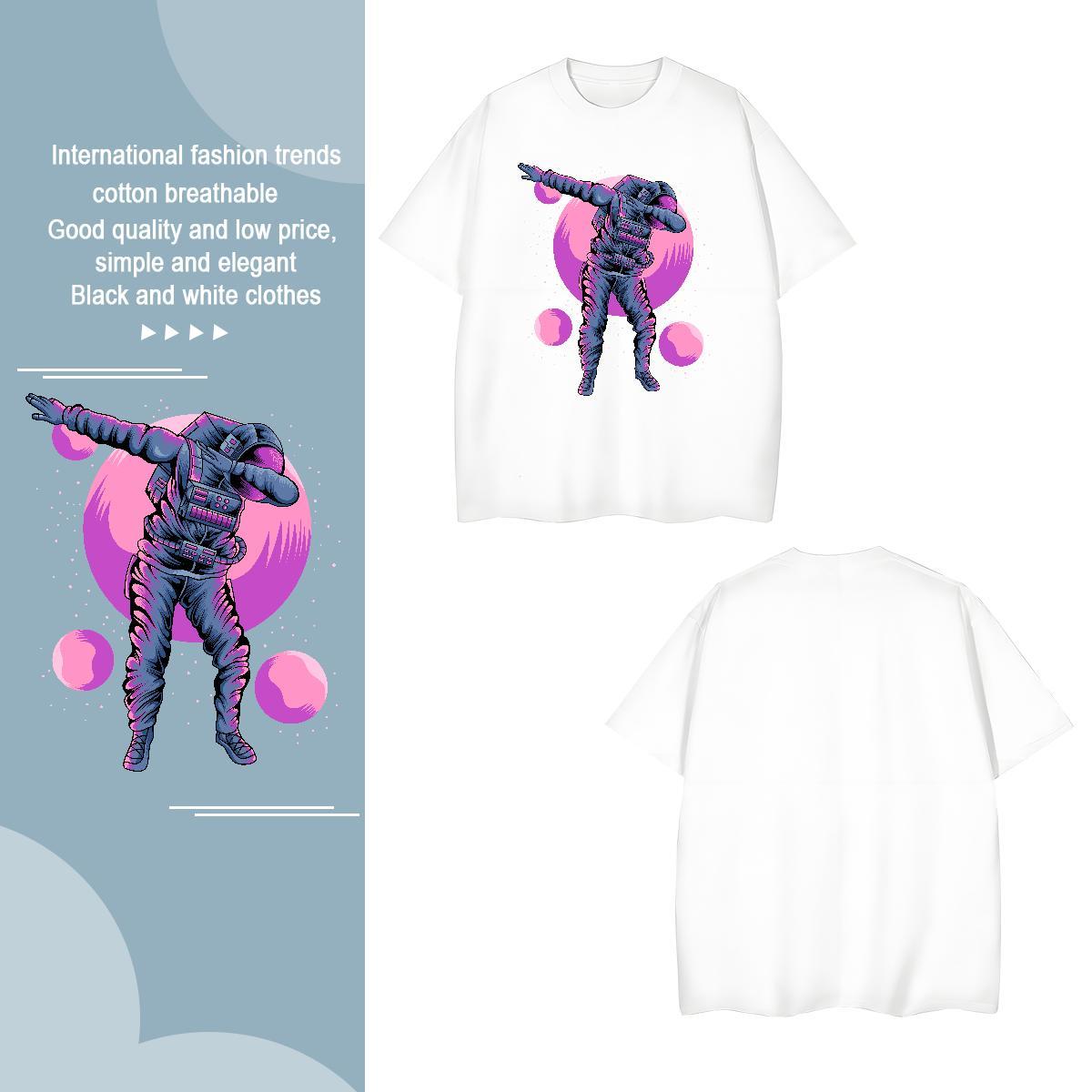 Man T Shirts 230g Cotton cosmonaut Hip Hop Breathable Custom Printing Men Clothes T-Shirt Wholesale Unisex Polos