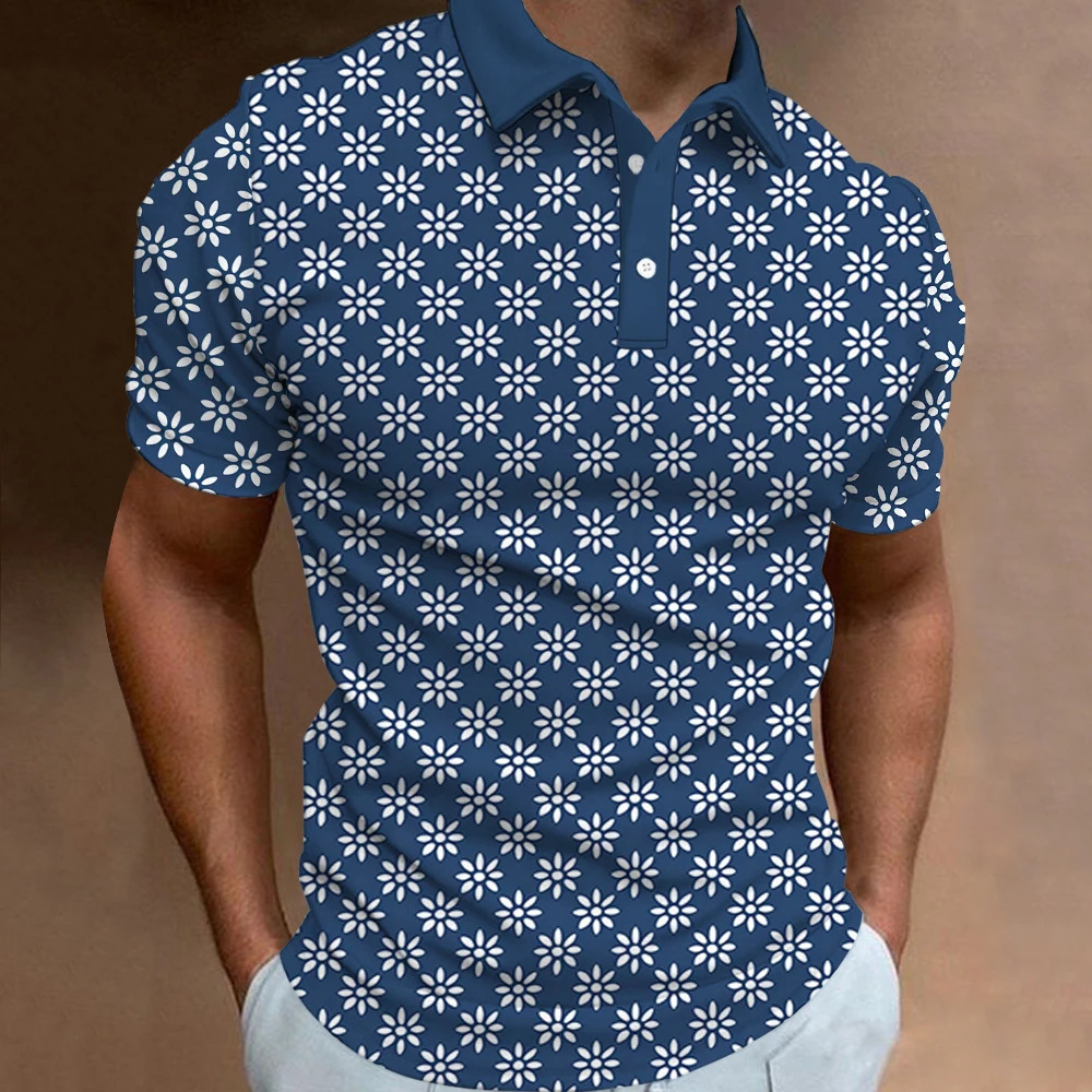 Fashion Mens Polo Shirt Short Sleeve Anchor Pattern T-Shirt 3D Printed Lapel Polo Shirts Tops High Quality Tees Mens Tops 240806