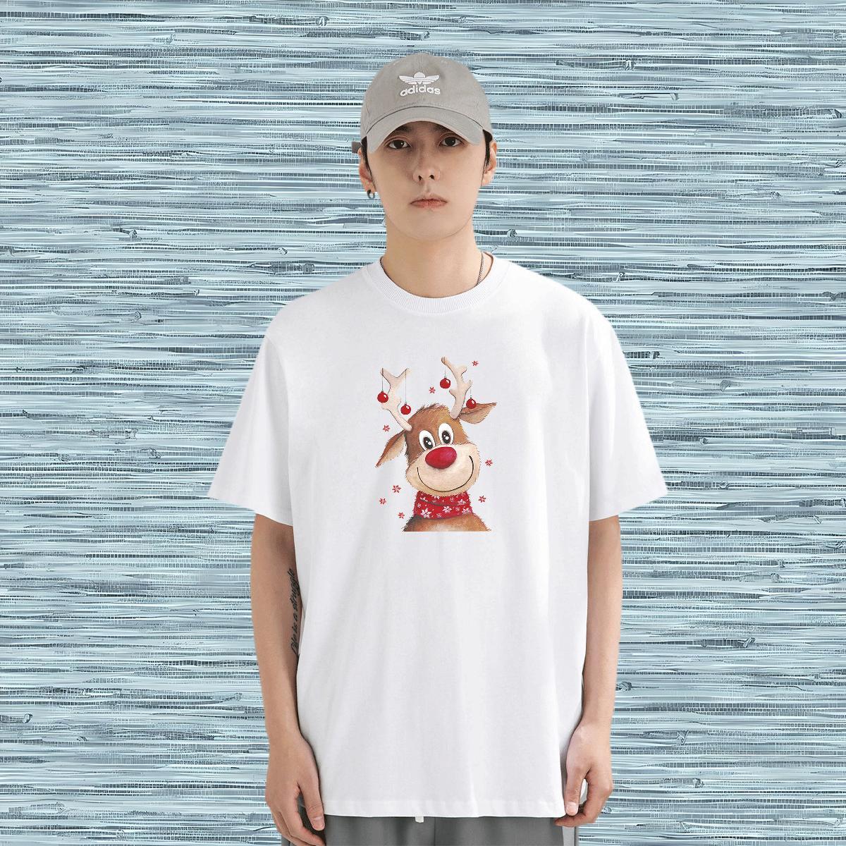 T Shirt For Man 100% Cotton 230g Christmas Daily Outfit Round Neck Short Sleeve Custom Printing Tshirts Fashion Casual Soft Tee Shirt