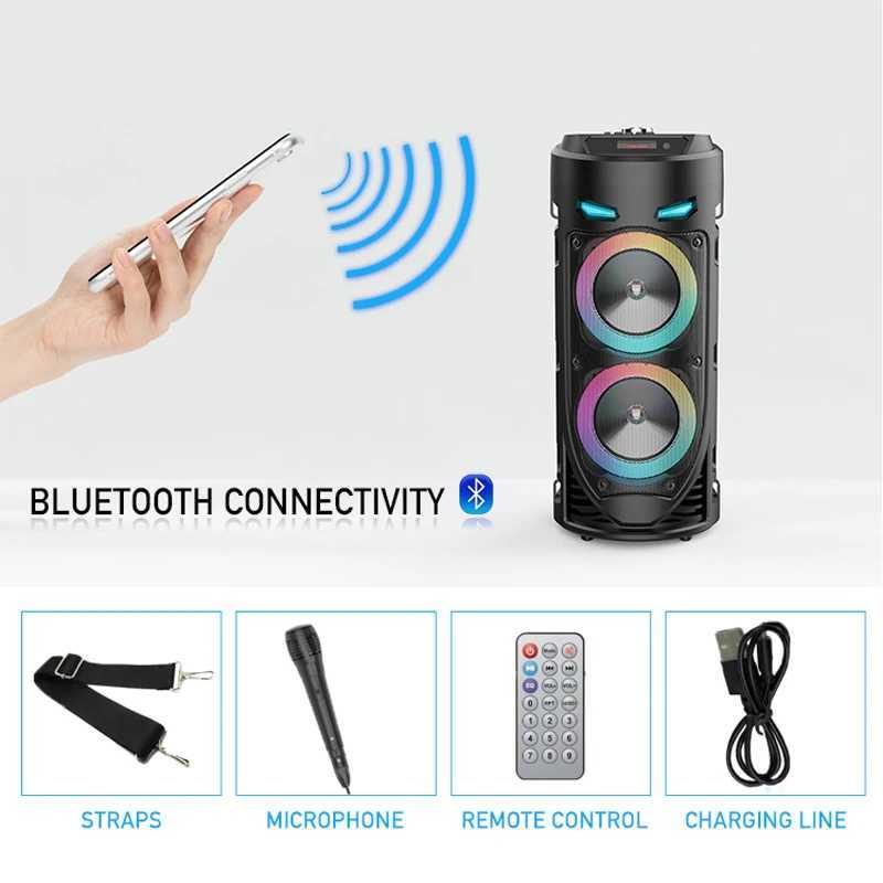 ZQS4239 Outdoor Bluetooth Speakers Wireless Column High Power Stereo Portable Subwoofer with Microphone for Family Party KaraokeM240806