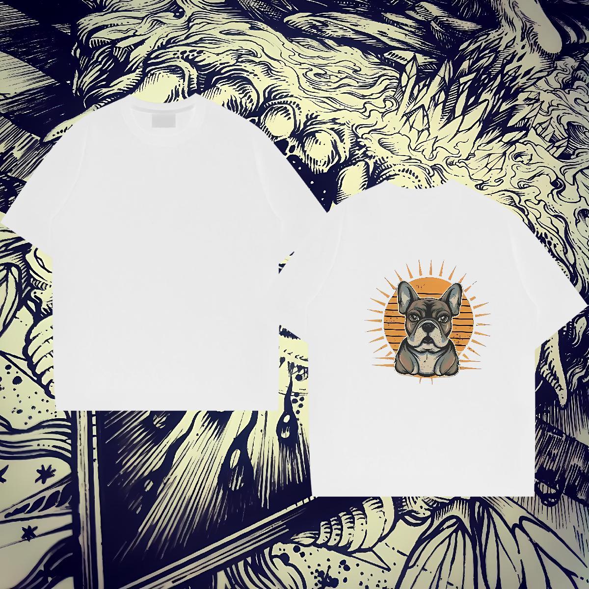 Factory Direct Mens T Shirts 230g Pure Cotton dog Anime Printing Street Wear Breathable Classic Men Tees Black White