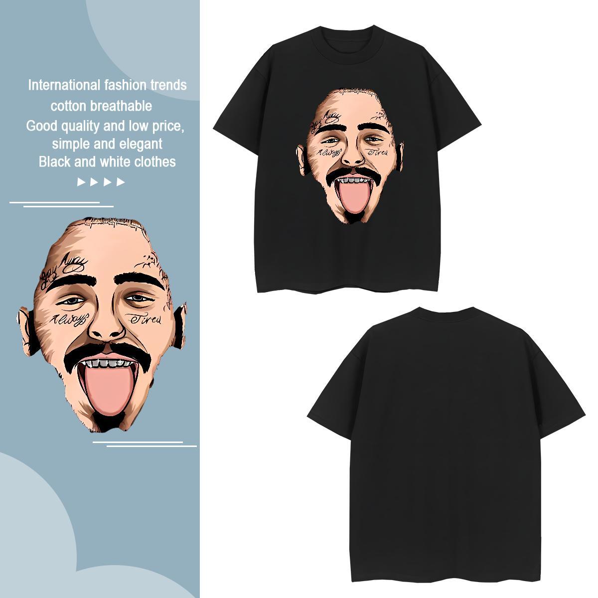 Mens T Shirts 230g Cotton portrait Beach Breathable Soft Black White Mens Tshirts Designer Classic Tees