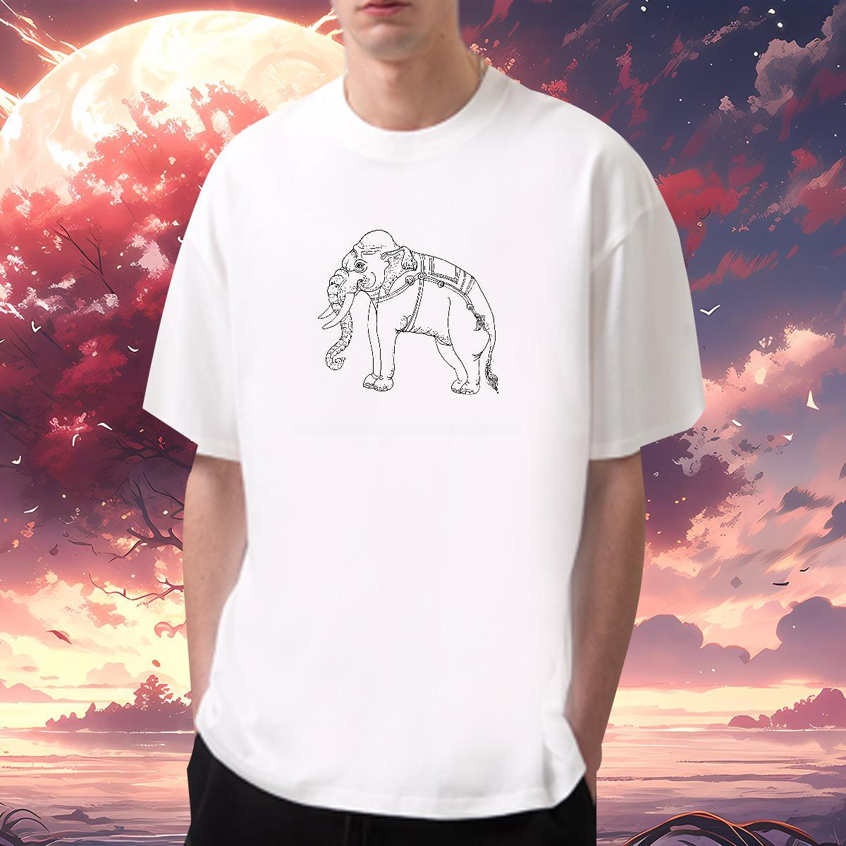 T Shirt For Man 230g Cotton elephant Street Casual Breathable Short Sleeve Plus Size Cartoon Couples T Shirts 2024 Designer Cool Design Clothings