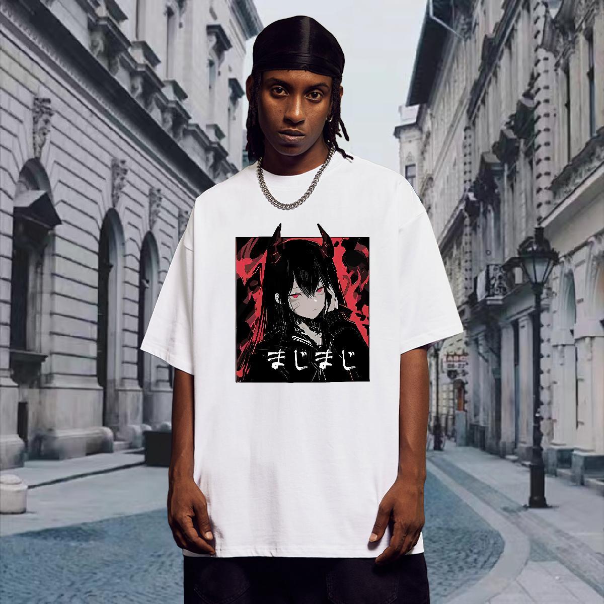 Man T Shirts 100% Cotton 230g Anime characters Summer Casual Breathable Short Sleeve Cartoon Printing L-4XL Tshirts 2024 New Popular Clothings