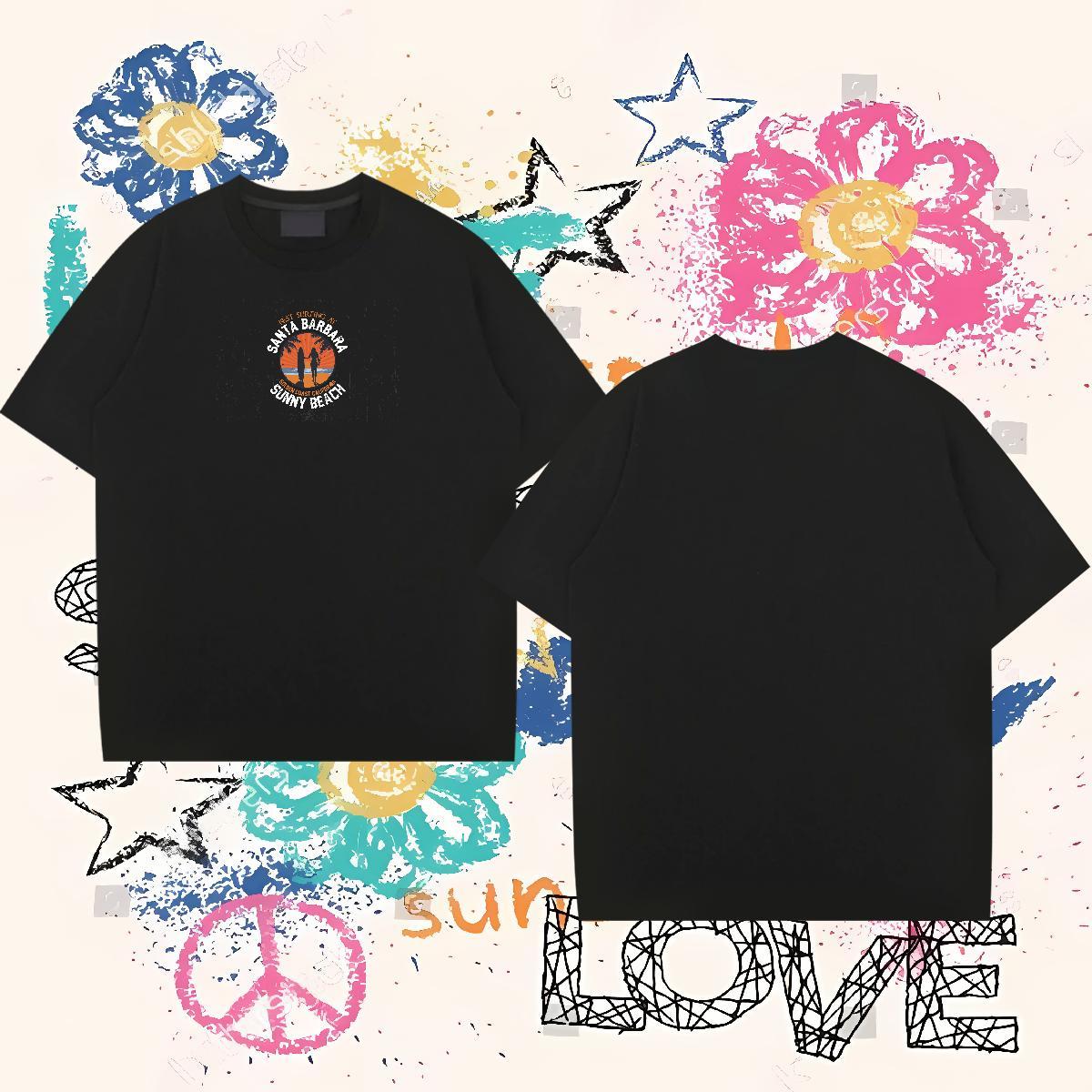 Brand T-Shirts for Men 230g Cotton tree Casual Beach Polos Breathable Short Sleeve Loose Tshirt for Man Woman Cartoon Printing L-4XL