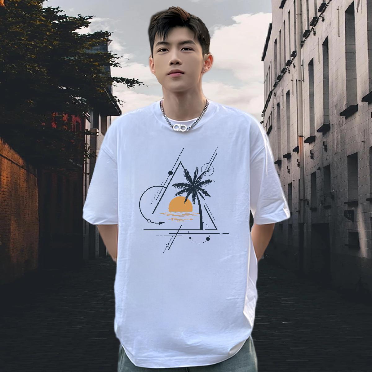 Free Shipping T shirt 230g Cotton tree Summer Casual Top Tees Crew Neck Breathable Classic Tshirts Custom Cartoon