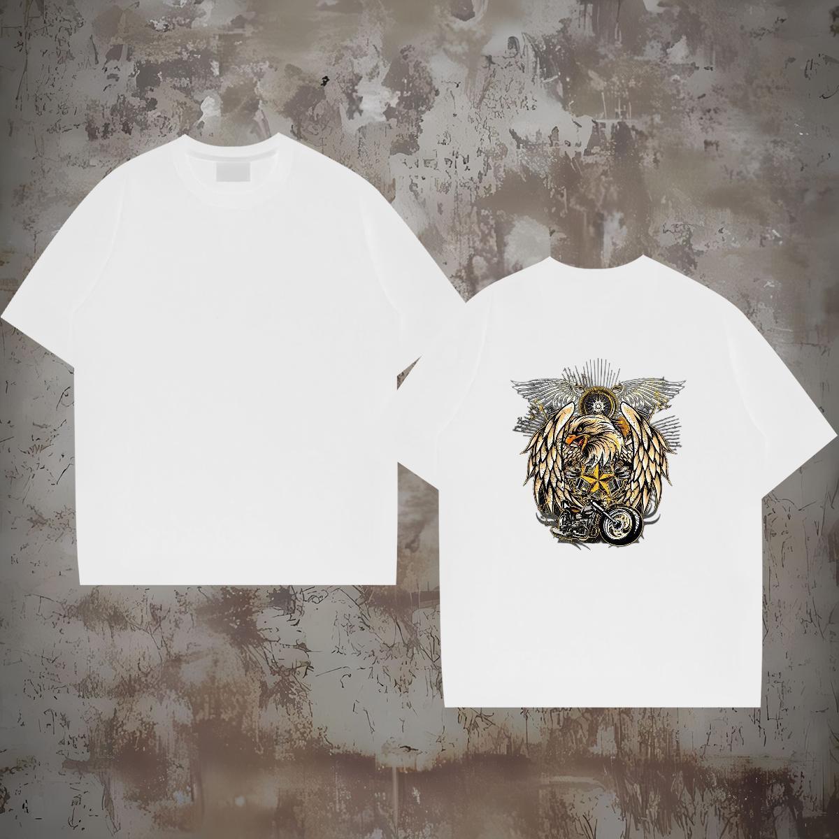 Fashion T-Shirts 230g Pure Cotton eagle Casual Daily Wear Tshirts O Neck Short Sleeves Comfortable Men Clothes T-Shirt Custom Printed