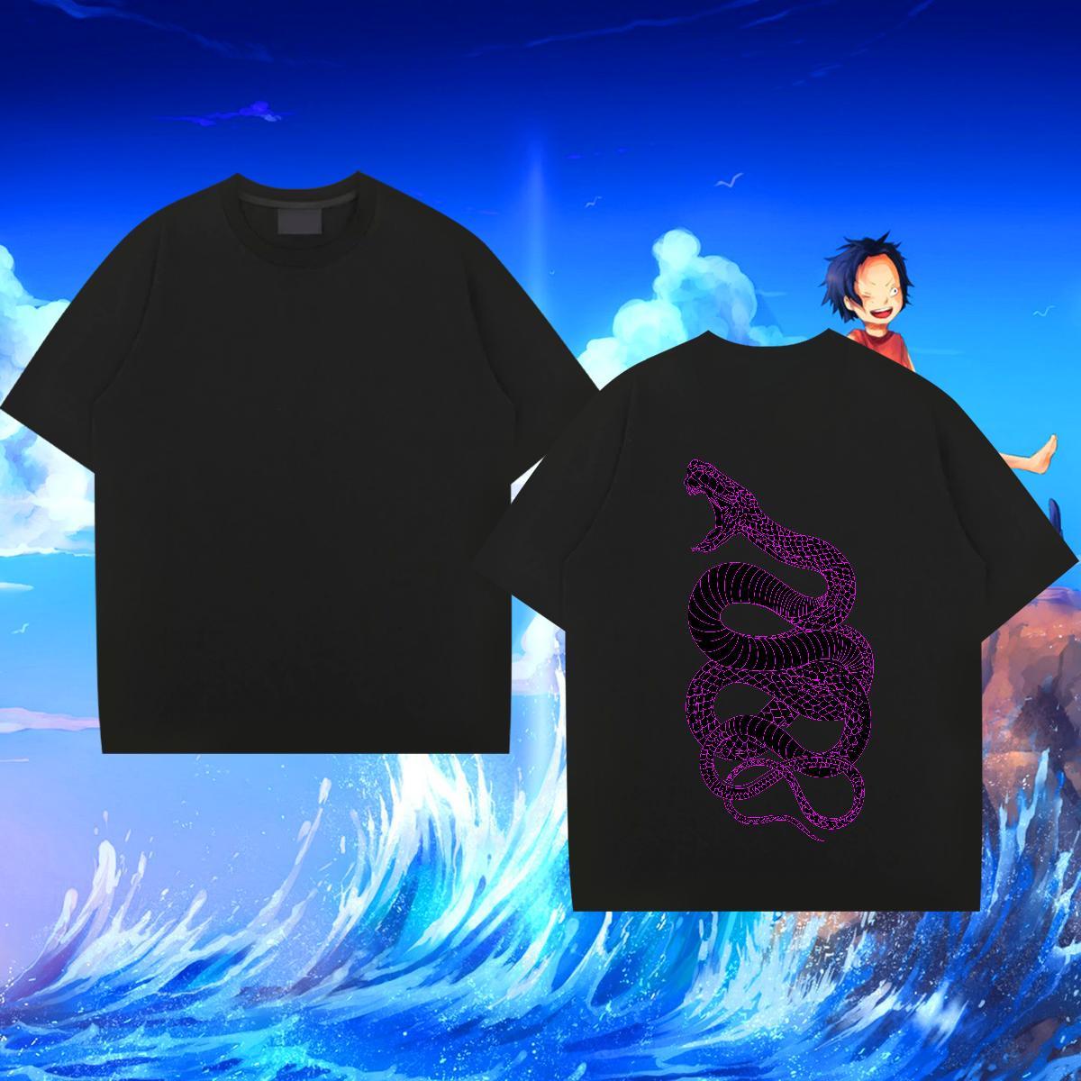 Fashion New Man T Shirts 230g 100% Cotton snake High Street Hip Hop Tees Shirts Crew Neck Breathable Loose Fit Tshirts DIY Anime