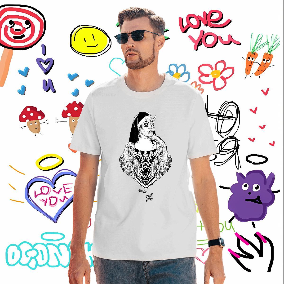 T-Shirts for Men 230g Cotton cry Casual Daily Wear Short Sleeve Soft Cartoon Printing L-4XL Couples T Shirts DIY Customized Wholesale Top Tees