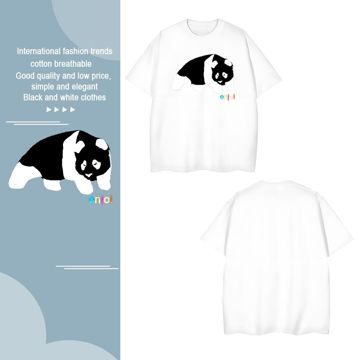 T Shirts Men 100% Cotton 230g cat Hip Hop Breathable Crew Neck Cartoon Print Mens Tshirts Fashion Design Loose Fit Clothes