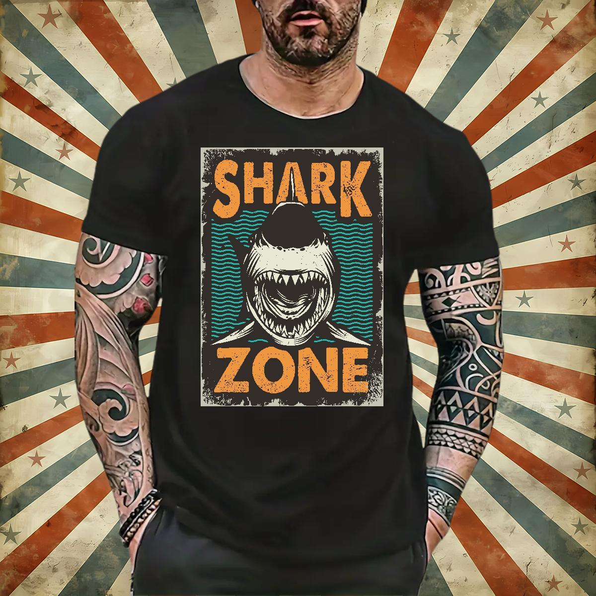 Classic Casual T-Shirts for Men 230g Cotton fish Hip Hop Street Tops Shirt Breathable TOP Quality Men Tshirts Black Oversized