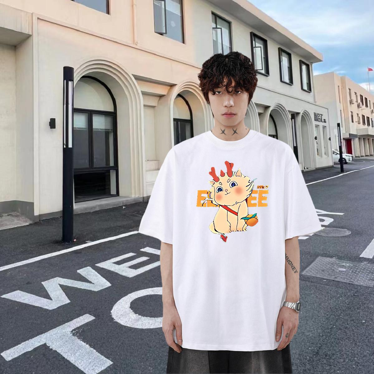 DIY Customized T Shirts Men 230g 100% Cotton cute Spring Summer Top Tees Breathable Soft Unisex Tshirt for Man Woman Oversized