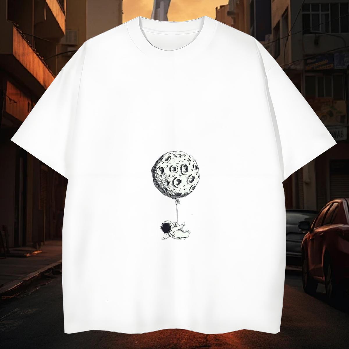 T-Shirts for Men 230g Cotton universe Daily Wear Breathable Short Sleeve Cartoon Printing L-4XL Tshirt for Man Woman Custom Classic Clothes