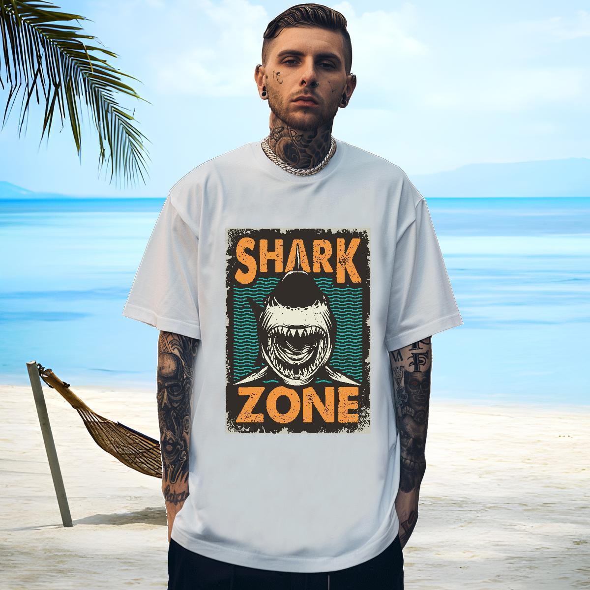 Cool Men Tees 230g Pure Cotton fish Man T Shirts Casual Breathable Short Sleeve Anime Fashion Design Tees Shirts