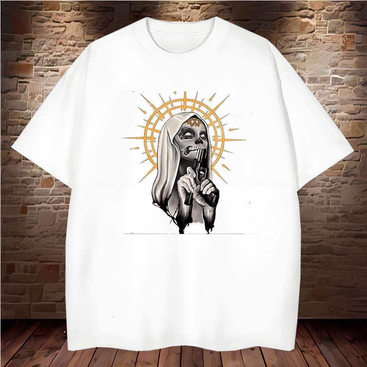 T-Shirts 100% Cotton 230g skull Outdoor Breathable Short Sleeve Cartoon Print Tshirts Designer Fashion Popular Tops Tees