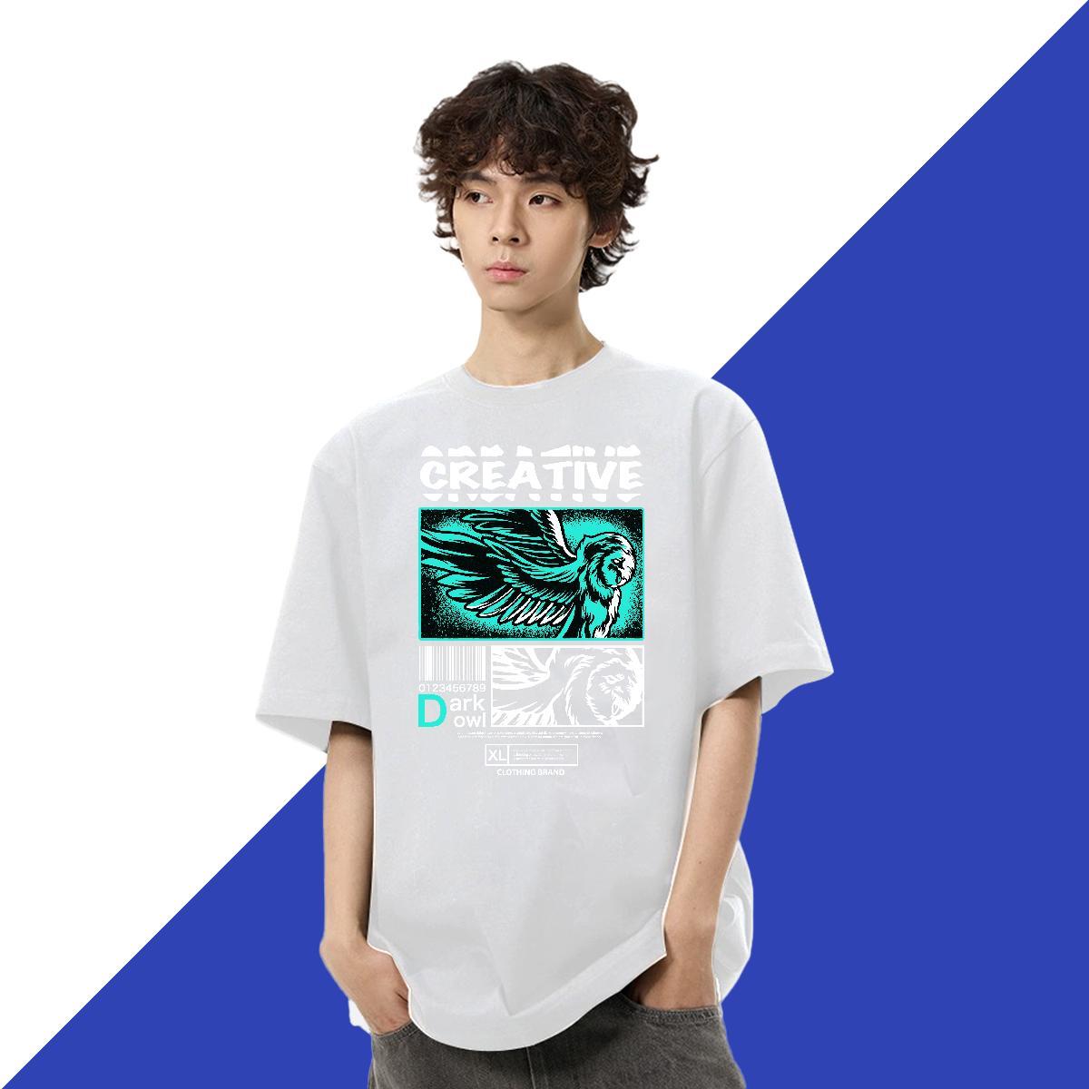 Soft Men Tees 230g 100% Cotton Street Casual eagle Custom Printing Short Sleeve O-Neck Casual New Mens T Shirts Tees Shirts