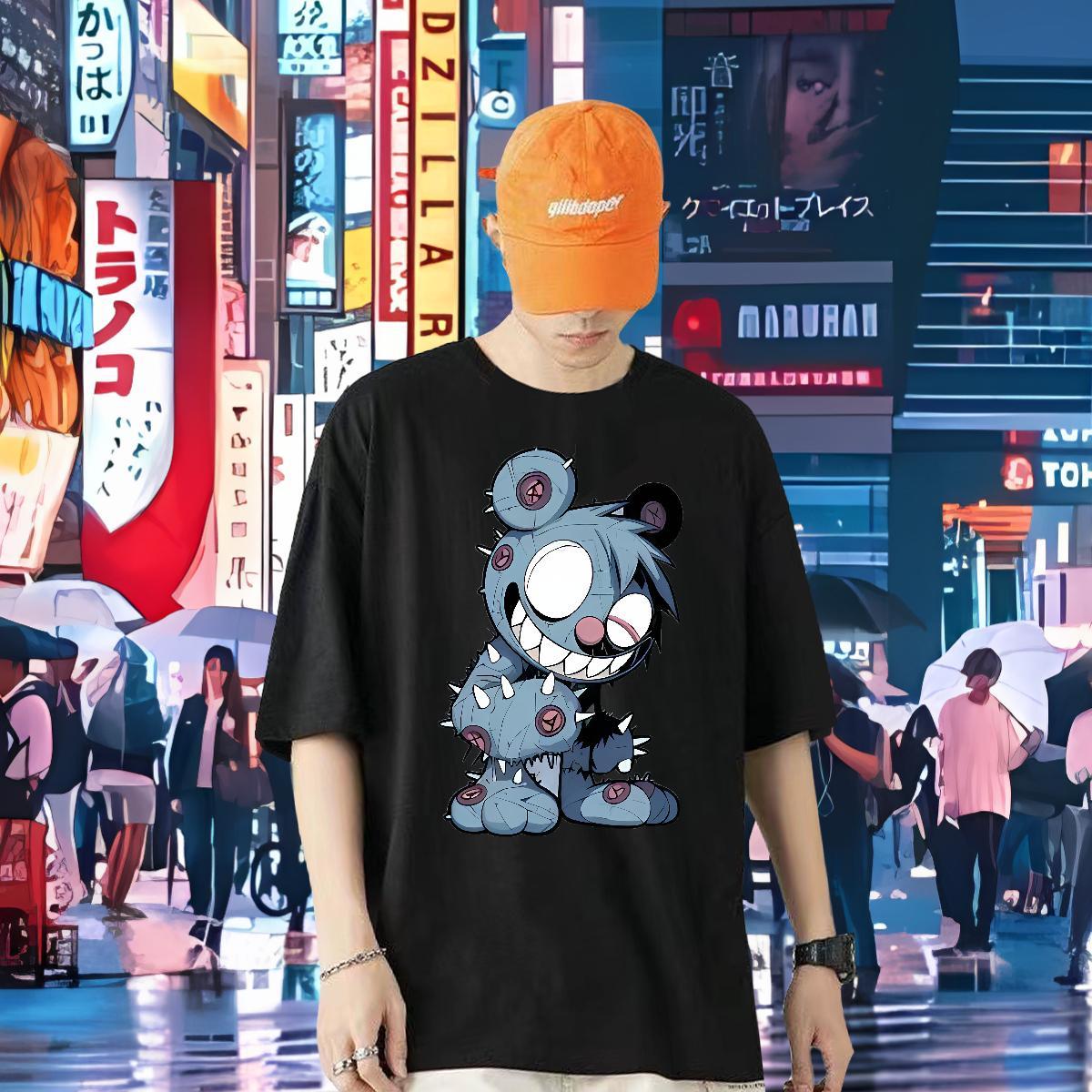 Designer T Shirts Men 100% Cotton 230g bear Sports Casual Tshirts Breathable Short Sleeve TOP Quality Men Tees Plus Size Cartoon