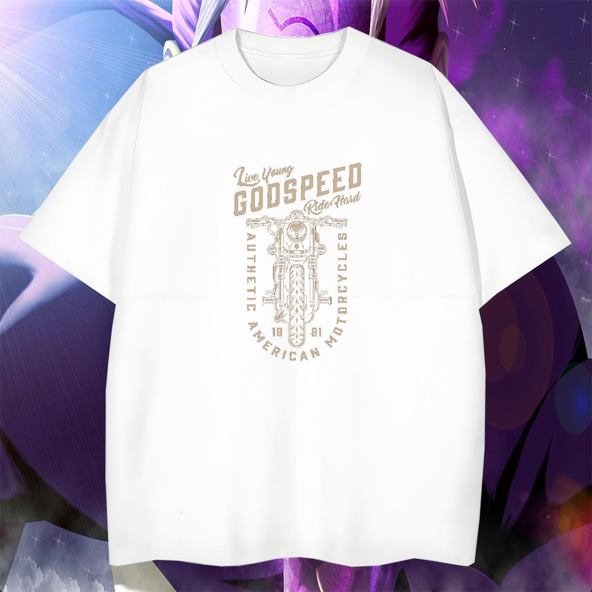 Free Shipping Men Tshirts 230g Cotton Street wear Hip Hop Motorcycle White Plus Size Round Neck Short Sleeve DIY T-Shirts Tees